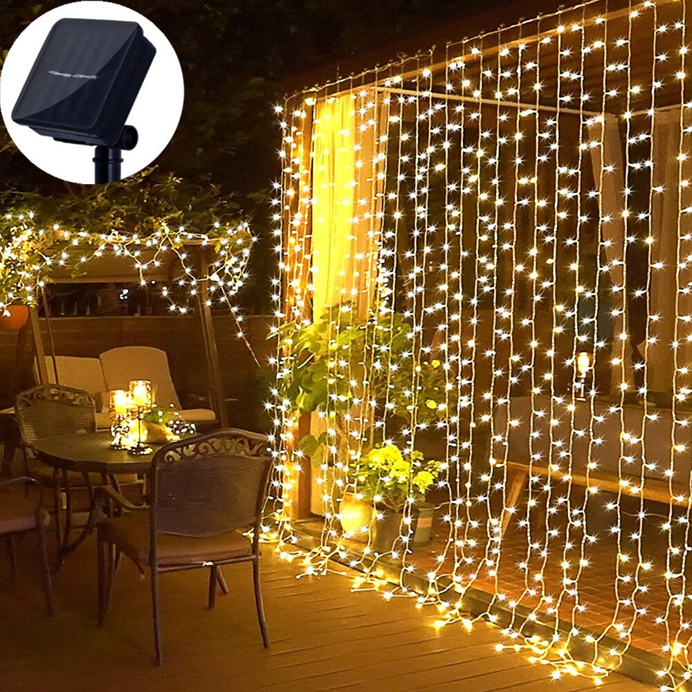 LED Solar Lamp Outdoor Waterproof Curtain Lights Garland Copper wire Fairy Lights Wedding Party Garden Yard Christmas Decoration LED Solar Lamp Outdoor Waterproof Curtain Lights Garland Copper wire Fairy Lights Wedding Party Garden Yard Christmas Decoration
