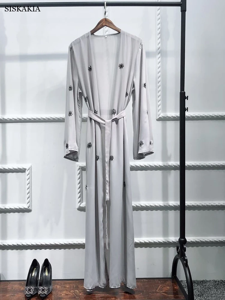 Siskakia Dubai Abaya Muslim Fashion Handmade Sequins Embroidered Cardigan Robe Marocain Turkish Islamic Kimono Ramadan Eid Siskakia Dubai Abaya Muslim Fashion Handmade Sequins Embroidered Cardigan Robe Marocain Turkish Islamic Kimono Ramadan Eid