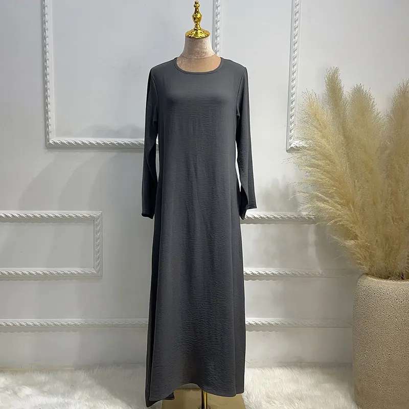New Abaya Under Dress Long Sleeve With Pockets High Quality Jazz Crepe EID Muslim Women Basic Solid Modest Maxi Islamic Clothing New Abaya Under Dress Long Sleeve With Pockets High Quality Jazz Crepe EID Muslim Women Basic Solid Modest Maxi Islamic Clothing
