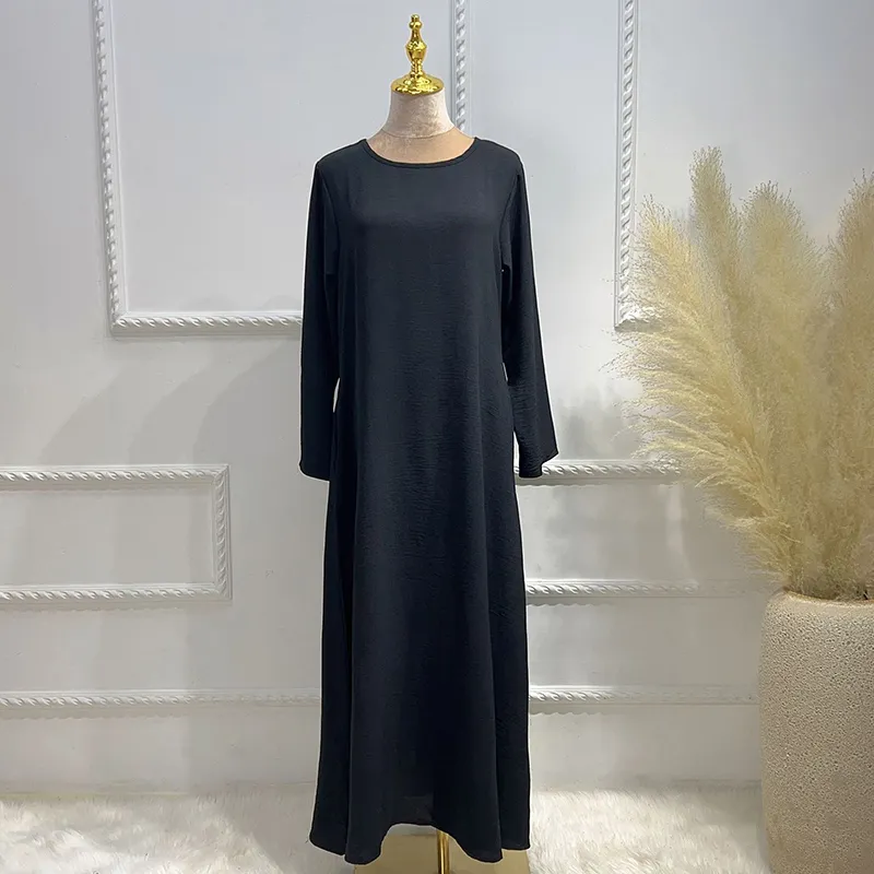 New Abaya Under Dress Long Sleeve With Pockets High Quality Jazz Crepe EID Muslim Women Basic Solid Modest Maxi Islamic Clothing New Abaya Under Dress Long Sleeve With Pockets High Quality Jazz Crepe EID Muslim Women Basic Solid Modest Maxi Islamic Clothing