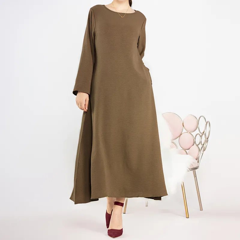 New Abaya Under Dress Long Sleeve With Pockets High Quality Jazz Crepe EID Muslim Women Basic Solid Modest Maxi Islamic Clothing New Abaya Under Dress Long Sleeve With Pockets High Quality Jazz Crepe EID Muslim Women Basic Solid Modest Maxi Islamic Clothing