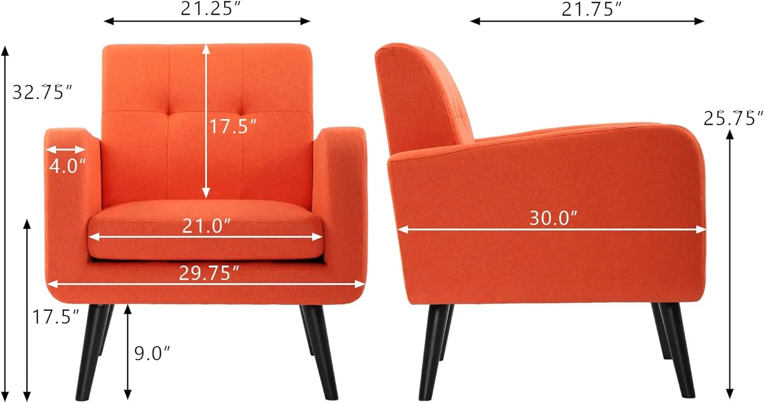 Mid Century Accent Chairs, Minimalist Modern Fabric ArmChair for bedroom livingroom leisure Home Furniture sillones